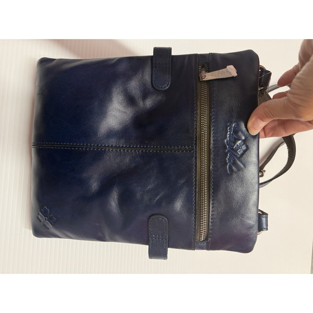 Patricia Nash Leather PRIZZI Leather Crossbody TOOLED  PURSE Bag BLUE NWTS - Picture 6 of 7